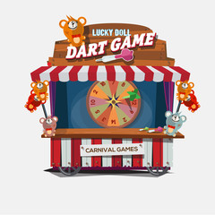 dart game dolls. carnival cart concept- vector