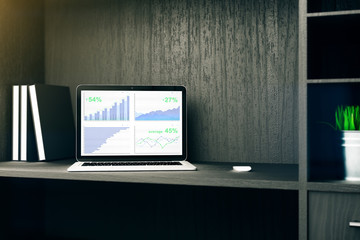 Computer monitor with business chart