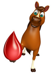 Horse cartoon character with blood drop