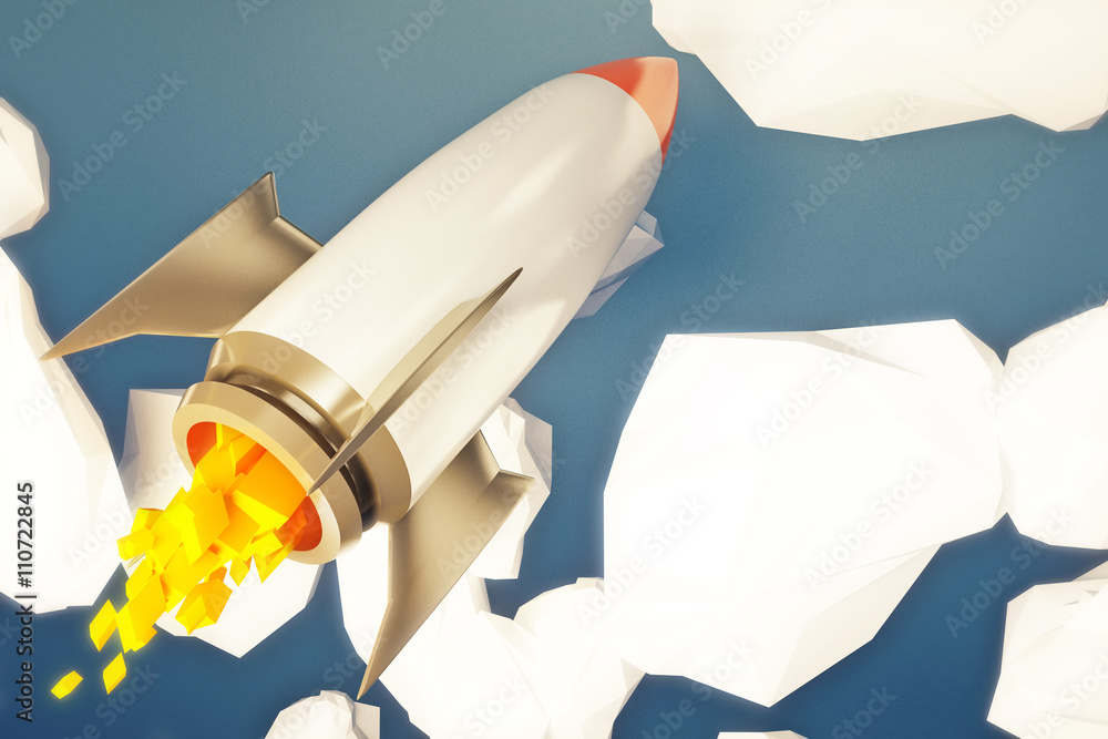 Canvas Prints startup rocket in abstract sky