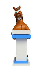 fun Horse cartoon character with speech stage