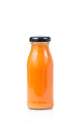 Fototapeta na wymiar Carrot juice bottle isolated on white background 