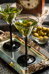 Two fresh green cocktails 