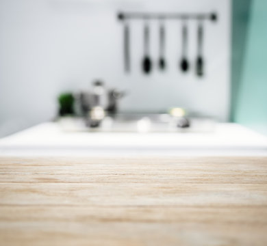 Table Top Blurred Kitchen Counter Home Interior Background