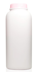 Plastic bottles of talcum powder