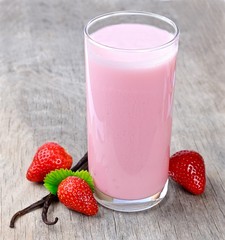 Fresh strawberry fruits and smoothies