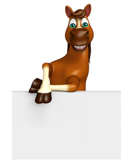 Horse cartoon character with  board