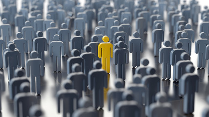 Man differs from the crowd, 3d illustration