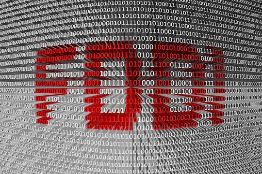 FDDI in the form of binary code, 3D illustration