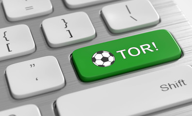 Tastatur mit grüner Fußball Tor Taste