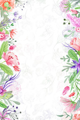 Summer Background With Floral Borders