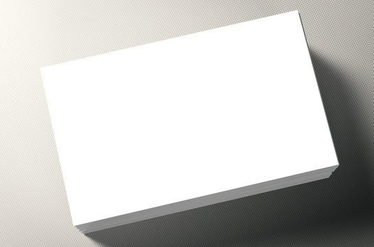 stack of white blank name card on grey  background