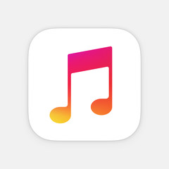 Music note App icon template. Mobile application icon. Vector colorful photo icon