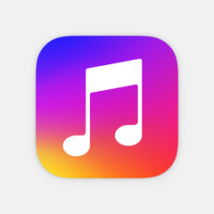 Music note App icon template. Mobile application icon. Vector colorful photo icon