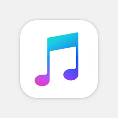 Music note App icon template. Mobile application icon. Vector colorful photo icon