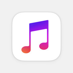 Music note App icon template. Mobile application icon. Vector colorful photo icon