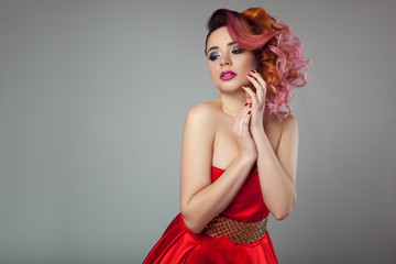 Girl with curly hair.