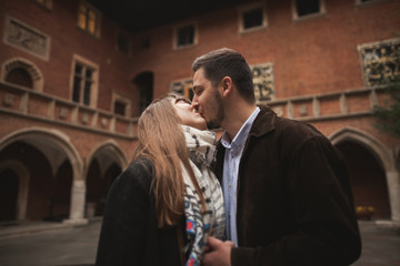 Love story of happy couple in Krakow