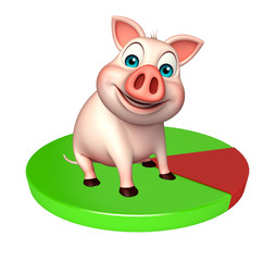 fun Pig cartoon character with circle sign