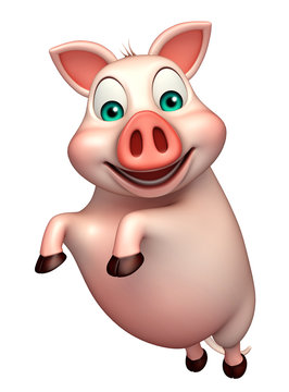 jumping Pig cartoon character