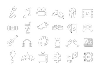 Fototapeta premium Entertainment vector icons set