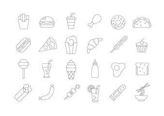 Fastfood vector icons set