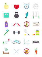 Healthy lifestyle vector icons set