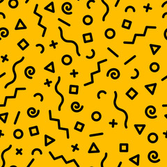 Seamless abstract geometric pattern in retro style, fashion 80-90s. Geometric pattern with geometric elements