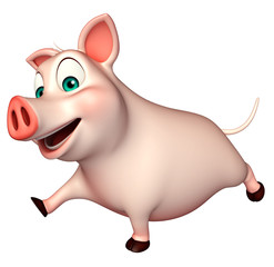 running Pig cartoon character