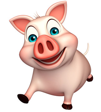 running Pig cartoon character