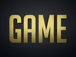 Game - 3d render yellow metallic text