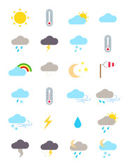 Weather forecast vector icons set