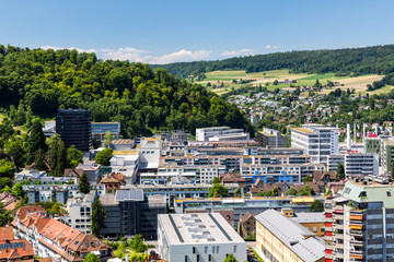 Fototapeta na wymiar View to the new city part of Baden in Switzerland