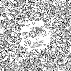 Doodles abstract decorative summer vector frame