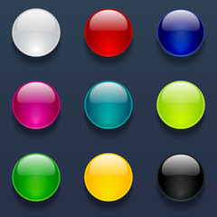 Beautiful glossy round buttons set for web and mobile apps