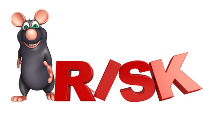 cute  Rat cartoon character with risk sign