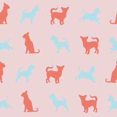 Vector chihuahua small dog seamless pattern.