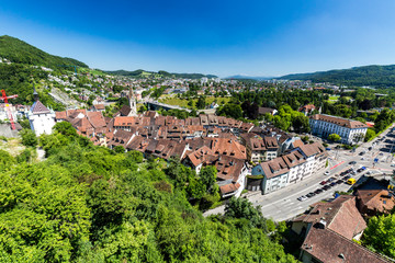 Fototapeta na wymiar View to the Schulhausplatz of Baden in the Swiss canton of Aarga