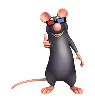  Rat cartoon character  with 3D gogal