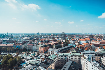Overview of City of Munich on Sunny Day, Germany