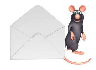 cute Rat cartoon character with mail