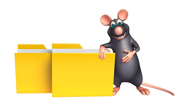 cute Rat cartoon character with folder