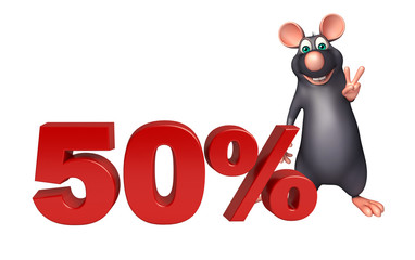 cute Rat cartoon character with 50% sign