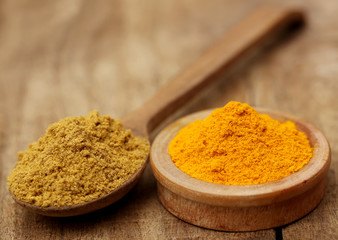 Ground turmeric and coriander