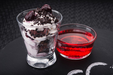 chocolate dessert in glass