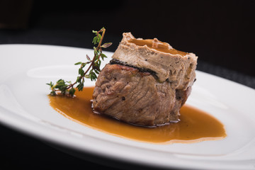 pork steak with truffle pasta