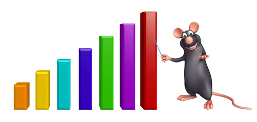 cute  Rat cartoon character with graph