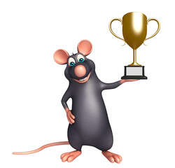 cute  Rat cartoon character with winning cup