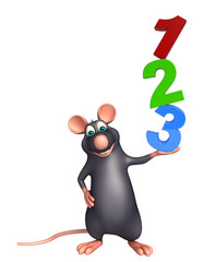 fun  Rat cartoon character with 123 sign