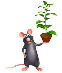  Rat cartoon character with plant